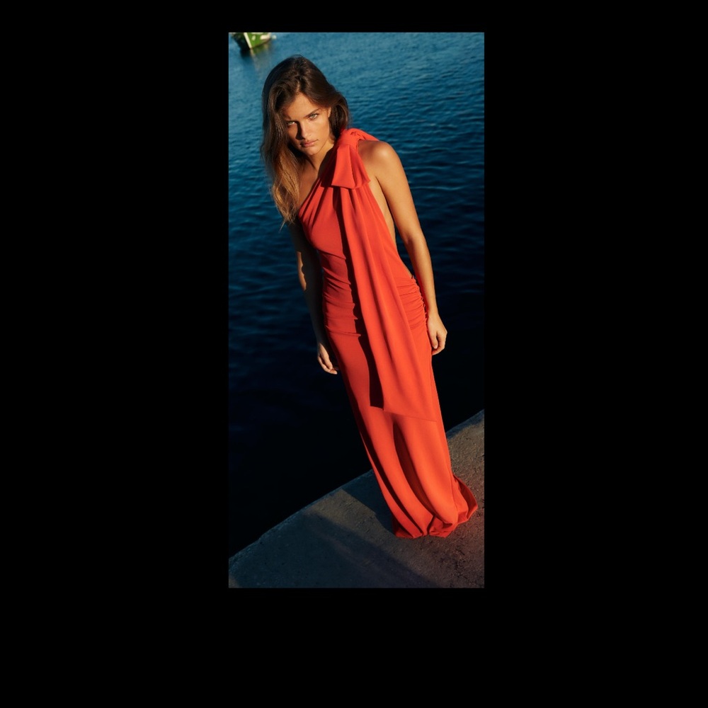 Zara One Shoulder Orange Dress
